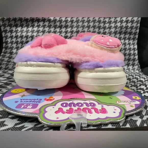 ⭐️New Fluffy Cloud Good Day Slippers & Eye Mask Set M/L - Picture 5 of 12